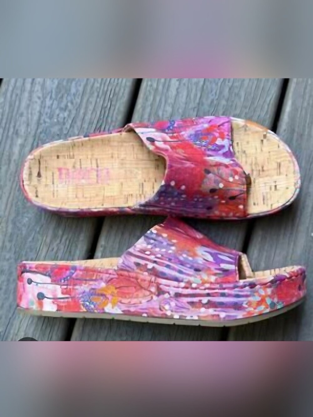 Born "Sharr" Platform Slide Sandals, specifically featuring abstract multi-color